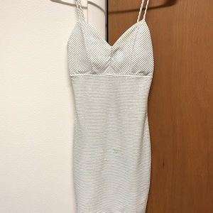 V neck white & silver shimmery dress. Size XS